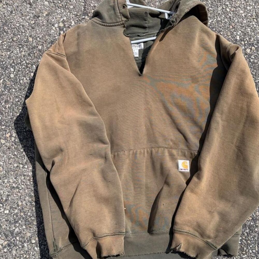 Carhartt Men's Khaki and Brown Hoodie